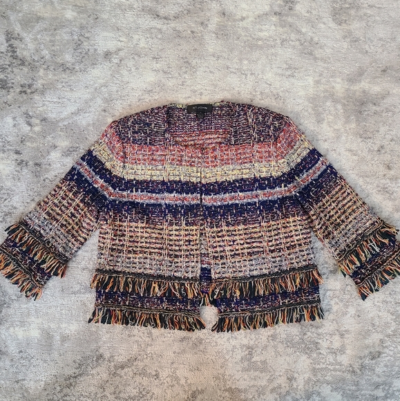 St. John Ellah Tweed Knit Short Jacket Size 10 - Picture 3 of 9